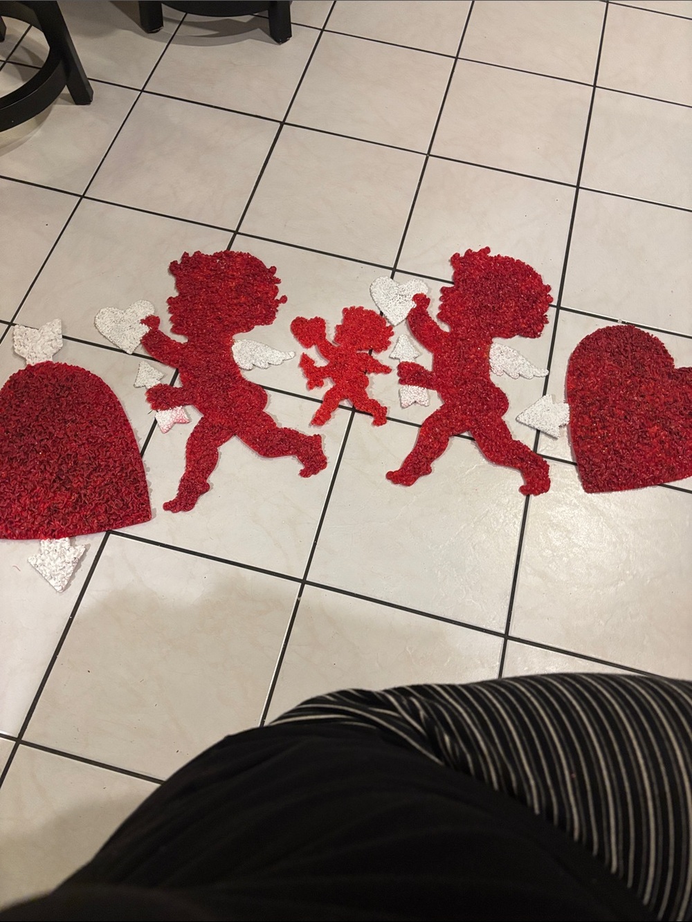 Vintage 70’s Lot Of 5 Melted Plastic Popcorn Hearts And Cupid Valentine Decor